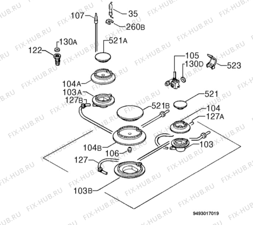 Взрыв-схема плиты (духовки) Electrolux EHM673X - Схема узла Functional parts 267